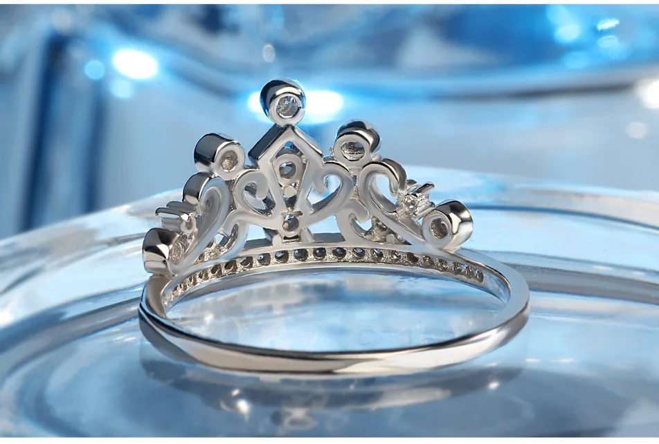 Модное 925 пробы Серебряное Женское Обручальное кольцо в виде короны, кольцо с Cz кристаллами, ювелирные изделия Anillos Mujer Casamento Anel Feminino Ouro