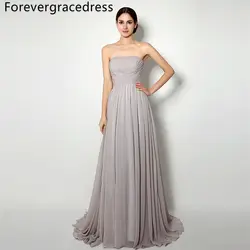 Forevergracedress дешевые серебряные платье подружки невесты Новинка линия Длинные Кружева на спине шифоновое праздничное платье для свадьбы Плюс