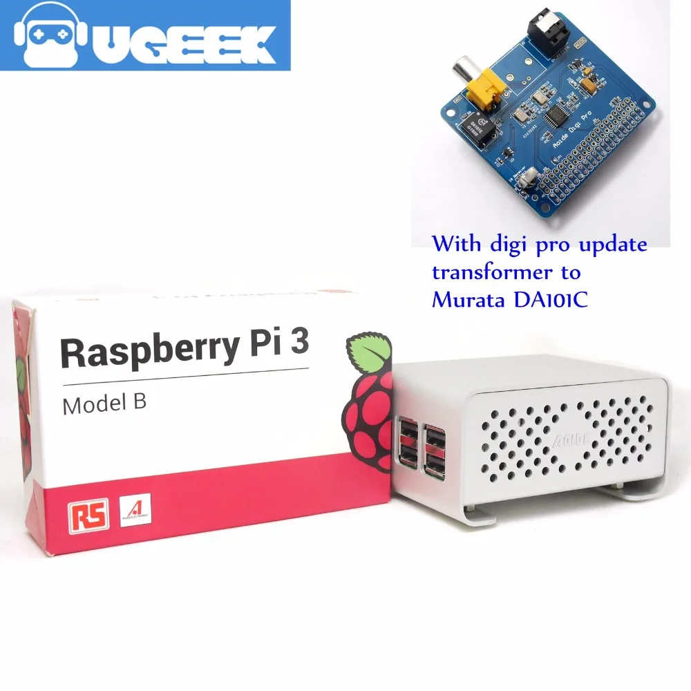 UGEEK AOIDE цифровая звуковая карта Hi Fi DiGi Pro + чехол Raspberry Pi 3B комплект | Два осциллятора