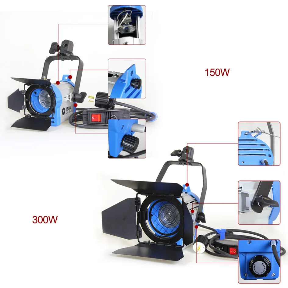 US $324.10 ALUMOTECH As Arri Dimmer BuiltIn 300wX2150WX2 Fresnel Tungsten Spot Light For Photography Studio Video Camera Lamp