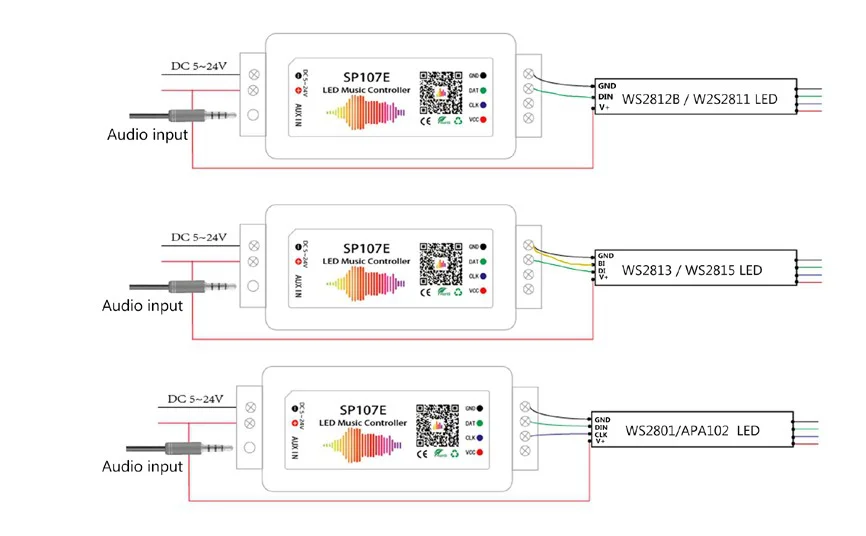 SP107E светодиодный контроллер Bluetooth Pixel IC SPI музыка по телефону приложение для LPD8806 WS2812 SK6812 SK9822 RGBW APA102 полосы DC5-24V