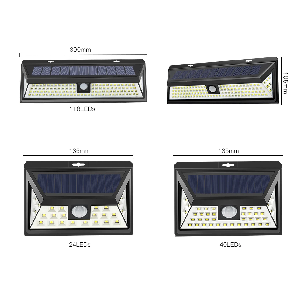 AIMENGTE PIR датчик движения светодиодный настенный светильник 24 светодиодный/40 светодиодный/118 светодиодный Солнечный перезаряжаемый светильник для крыльца аварийная лампа садовый светильник