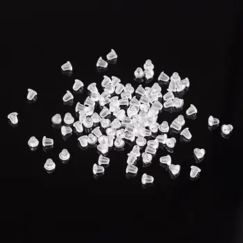 

10000pcs Plastic Earring Plugs Earplug Plug Dedicated Simple Back Stopper Stud Earrings Findings Clear Soft 4x4mm, Hole: 1mm