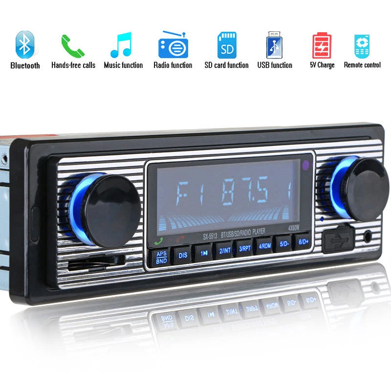 Bluetooth винтажный автомобильный Радио MP3-плеер Стерео USB AUX классический автомобильный стерео аудио - Цвет: Black