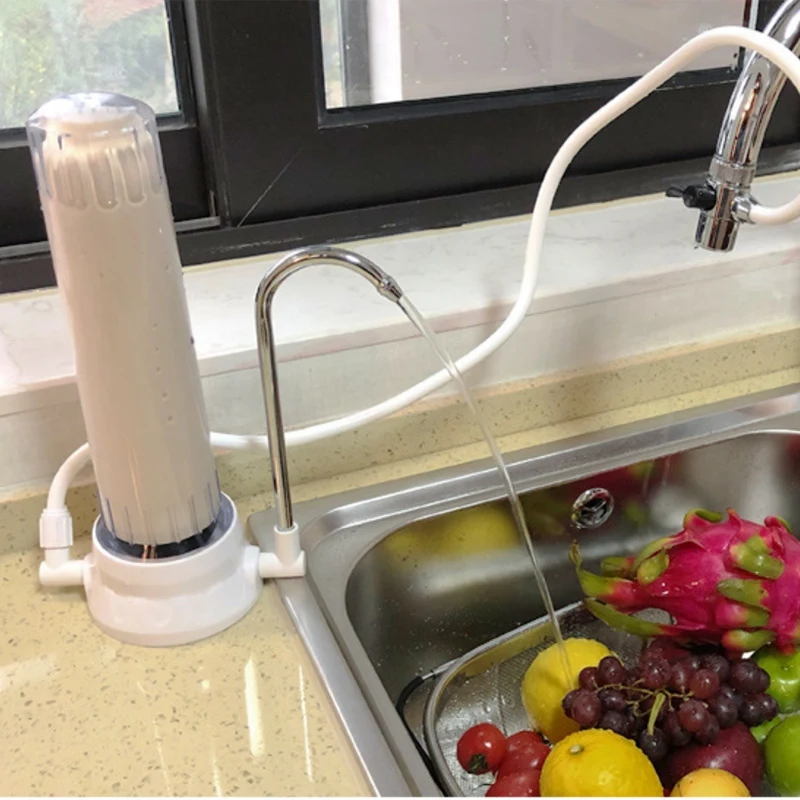Премиум столешница система фильтрации воды-простой в использовании переносной кран установленный фильтр преобразует водопроводную воду в питьевой Wat - Цвет: Белый