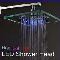 Temperature Sensing 3 Color (Blue,Pink,Red) Changing Shower Head LED Overhead Shower Chromed Brass Rain Shower TS09-1