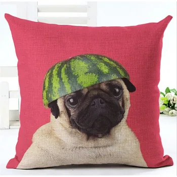 

Fashion Cute Cartoon Animals Funny Dog Pug Cushion Cover Sofa Throw Pillow Case Cotton Linen Printed Euro Pillowcase Covers 45cm