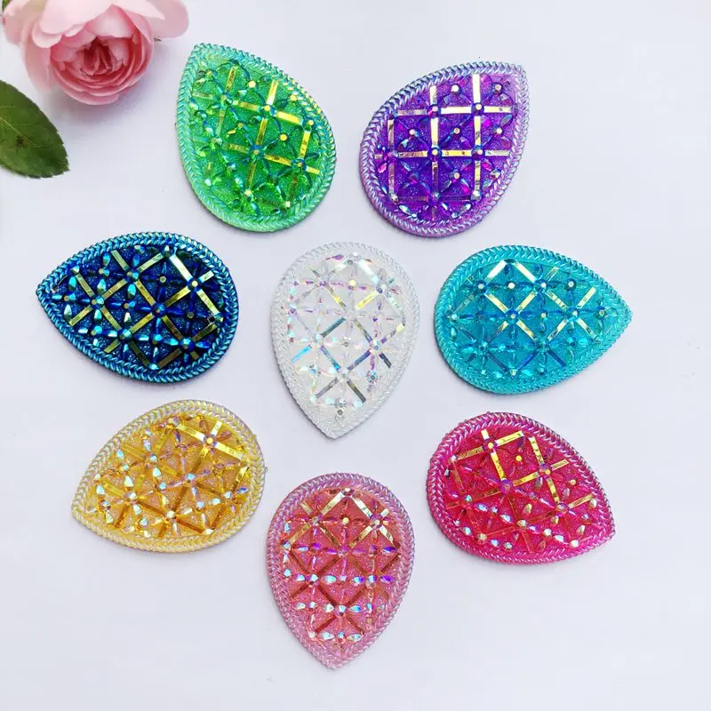 

Diy 6pcs 30*40mm Teardrop Shape Sew On Rhinestone Beads Sewing On Strass Marquise Stones Two Holes -A21