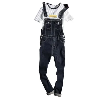 

Black Denim Overalls Men Bib Jeans Spaghetti Strap One Piece Jean Jumpsuits For Adult Mens Cotton Suspender Pants XXXL