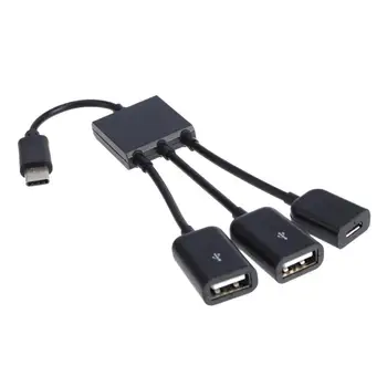 

USB 3.1 Type C to Dual 2 Port USB2.0 Hub +Micro USB Extender Cable OTG Hub For Macbook For PC Laptop phone