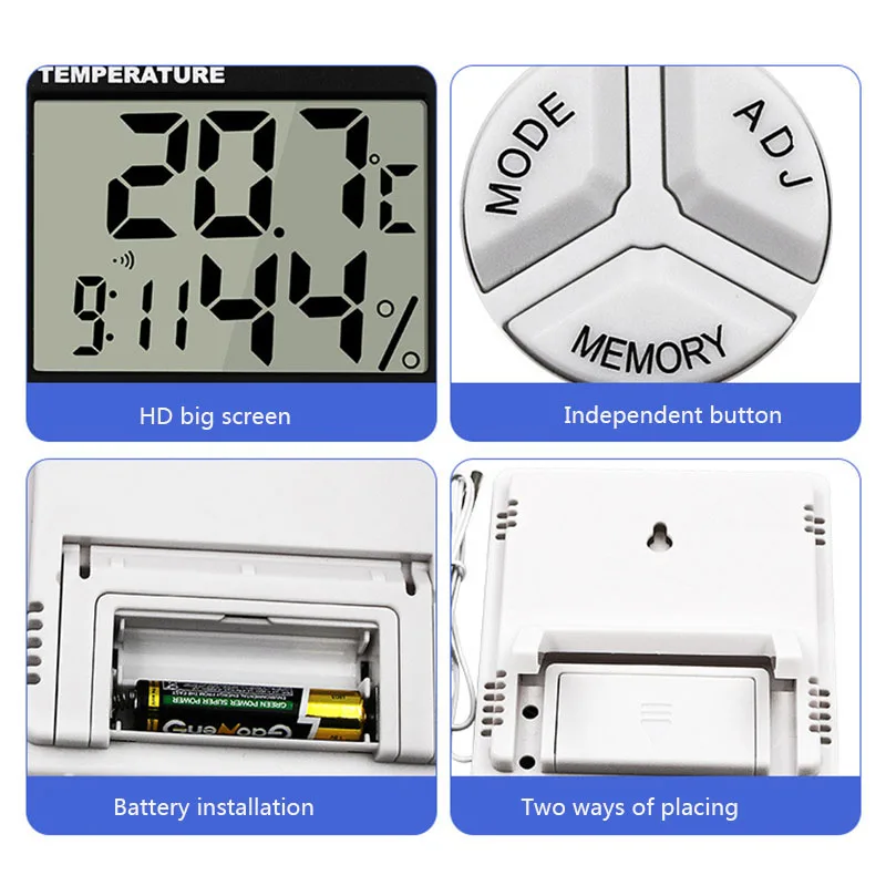 Комнатный HTC-1 ЖК-дисплей электронный измеритель температуры и влажности Цифровой термометр гигрометр Метеостанция Будильник