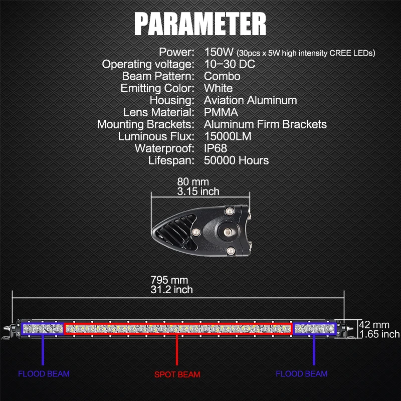 32 ''дюймовый 150 Вт внедорожный светодиодный световой бар с Cree светодиодный чипы Рабочая лампа 12 В 24 в IP68 12000LM для 4WD внедорожный Грузовик Джип УАЗ внедорожник ATV