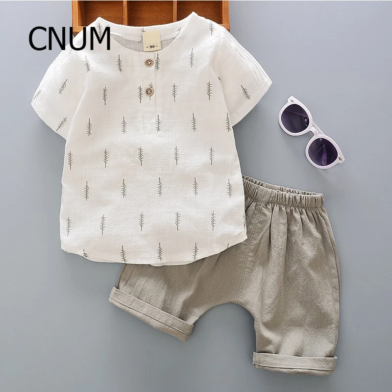 CNUM Шумер Комплекты одежды для мальчиков хлопок Повседневное короткий рукав Комплект детской одежды из 2 предметов комплект детской одежды