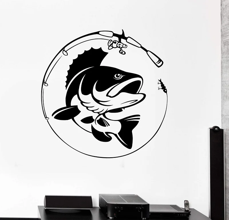 Vinyl Wall Decal Car Sticker Fishing Fisherman Hobby Fish Boat Stickers RD
