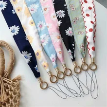 Цветочный шарф, ремешок для телефона, для шеи, для мобильного телефона, ремешок на цепочке, длинный, ID карта, ключ, USB камера, MP3, Висячие значки, ключ