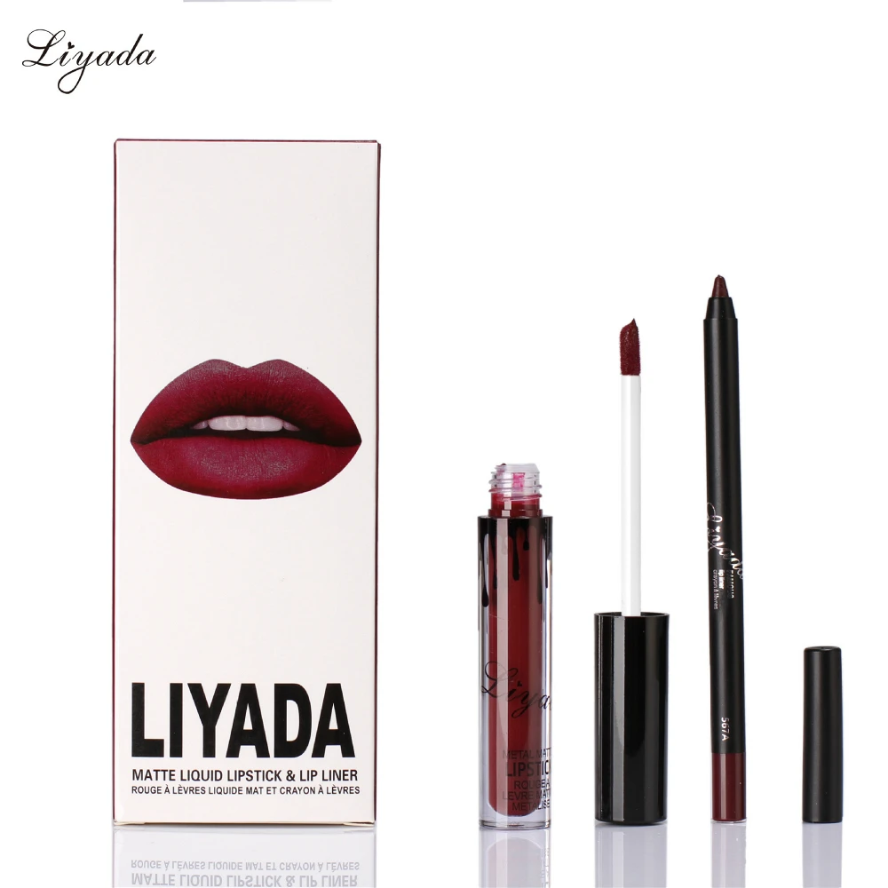 

LIYADA BUD K matte liquid lipstick with pencil set makeup long lasting waterproof rouge a levre mat lip gloss Cosmetics