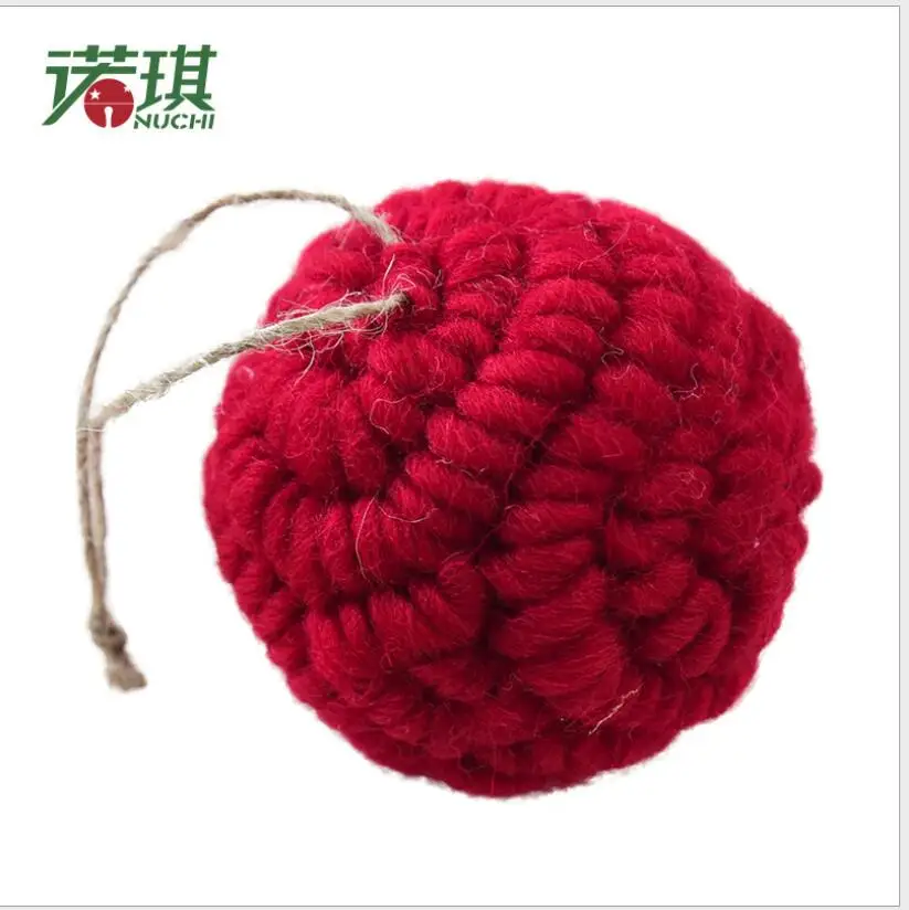 2018 Navidad 6CM Knitting Wool Christmas Ball Ornaments For Christmas