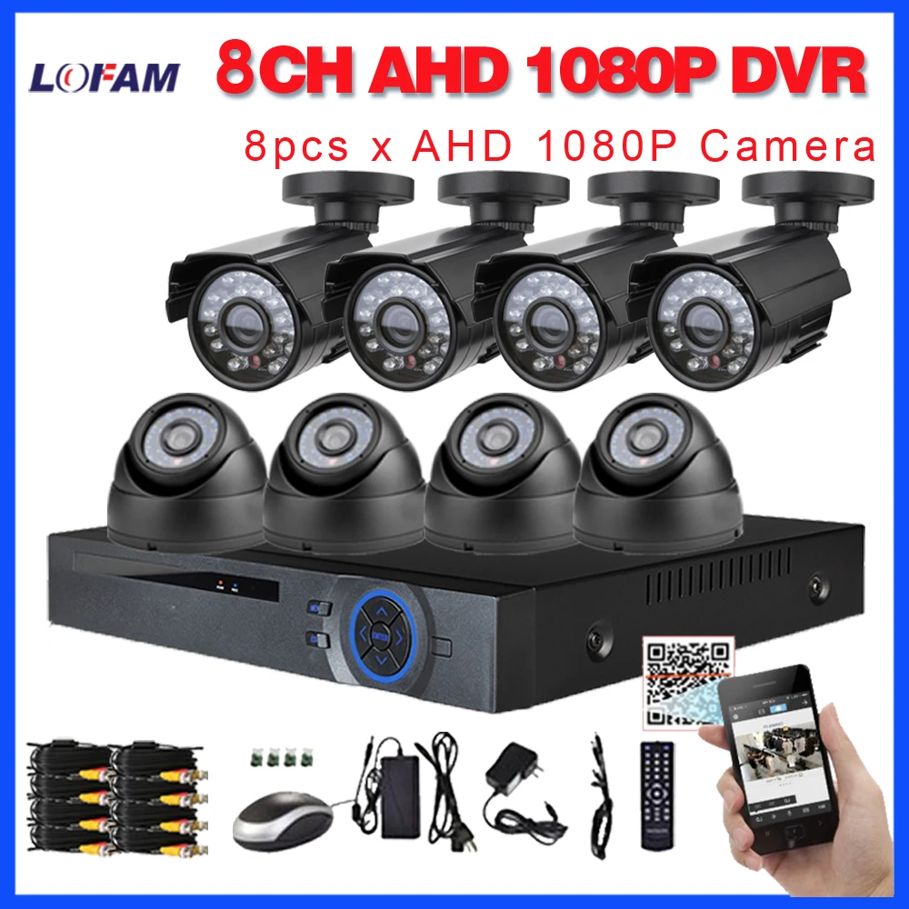 LOFAM 8CH DVR 1080P HDMI система видеонаблюдения видеорегистратор 8 X 2MP Домашняя