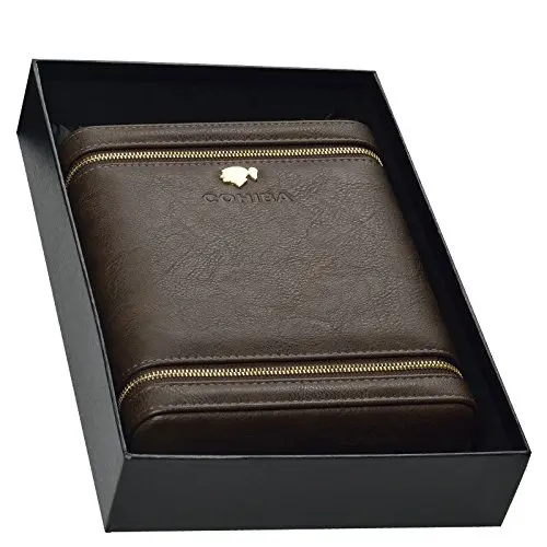 COHIBA Coffee Leather Cedar Lined 6 Tube Cigar Case Humidor W/ Humidifier (Grey) COHIBA Coffee Leather Cedar Lined 6 Tube Cigar Case Humidor W/ Humidifier (Grey)