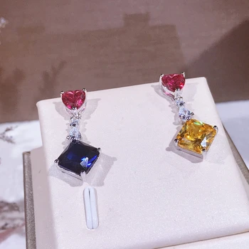 

Hot S925 Sterling Silver Statement Drop Zircons Fashion Laides Costume Jewelry Silver Color Beautiful Drop CZ Earrings For Women