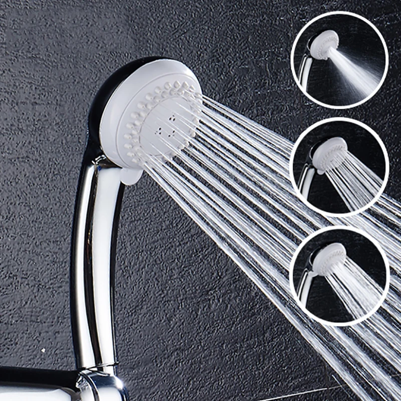 3 Functions Water Saving Shower head Pressure Boost Silica Gel chrome