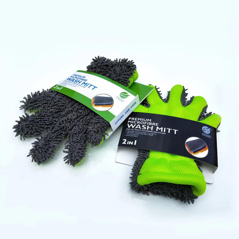 Green 1PC Утолщенные перчатки для мытья автомобиля, чистящие инструменты из микрофибры, детальная щетка для сильного всасывания воды, автомобильные принадлежности, чистый автомобиль, не царапается - Цвет: Green 1PC