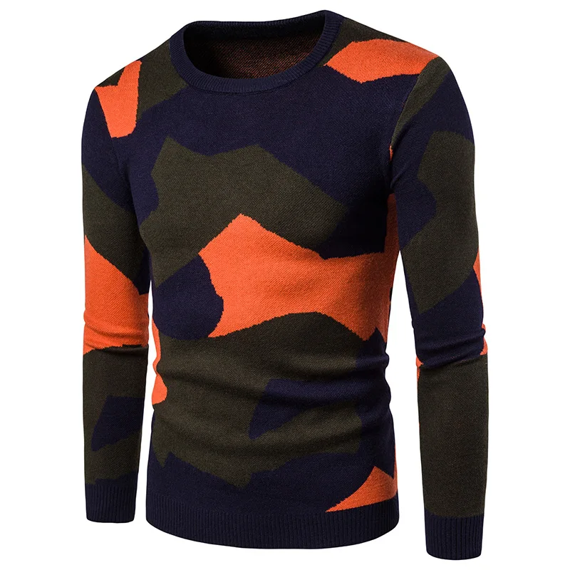Новый Камуфляжный цвет пуловер мужской свитер с круглым вырезом Мужская рубашка с длинным рукавом мужские свитера хлопок Повседневное