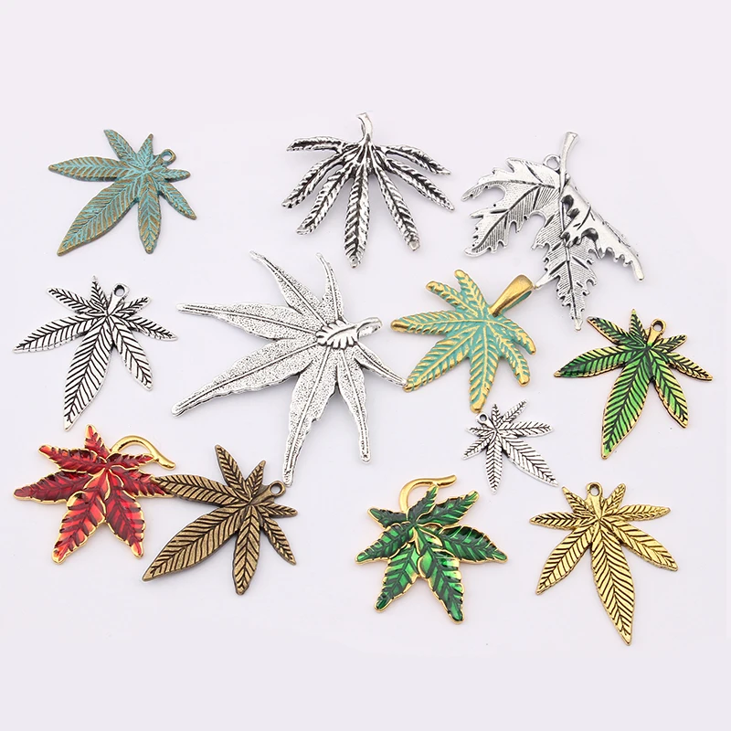 

10PCS Antique Silver/Gold/Bronze Leaves Leaf Charms Pendants for DIY Necklace Earring Jewelry Findings Making
