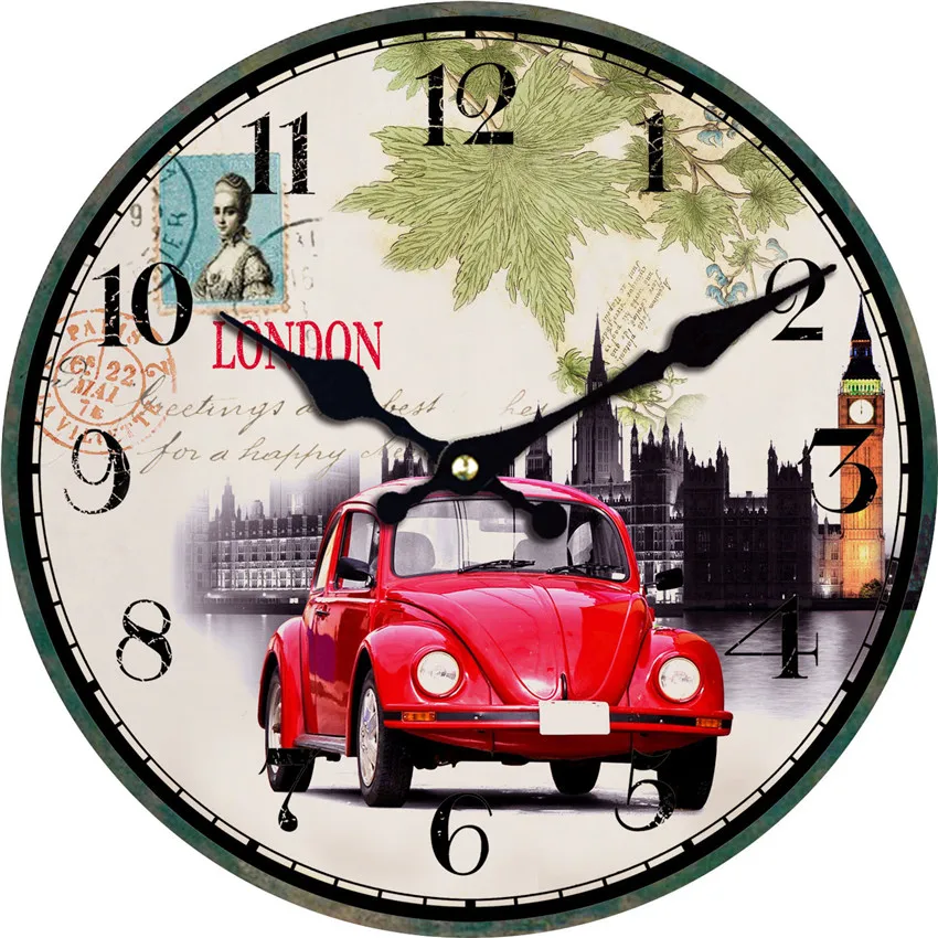 Большие настенные часы WONZOM Car London Design бесшумные для гостиной украшение дома