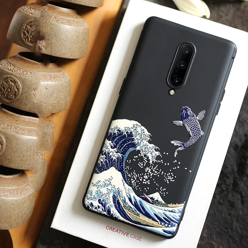 Чехол для OnePlus 7 Pro 3D рельефный тисненый матовый мягкий 360 Полный LICOERS Официальный