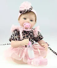 22″ New style Silicone Reborn Baby Lifelike Girl Doll with Tutus Kits Kids Stuffed Toys Great Gifts for Women Decorations
