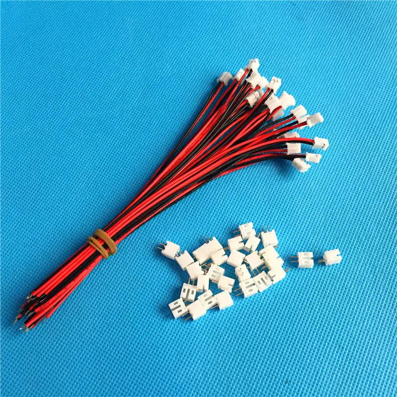 

50 SETS Mini Micro JST 2.0mm PH 2-Pin Connector plug with Wires Cables Length:150mm