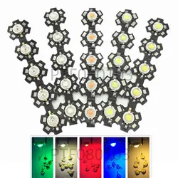 50 шт. высокой мощности 1 Вт 3 Вт Холодный/теплый белый 3500 К 6500 к 15000 к красный зеленый УФ чип для светодиодной лампы кристалл диоды свет с 20 мм