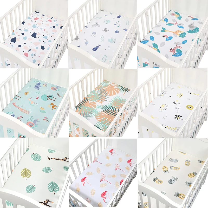 Baby Crib Fitted Sheet 100% Cotton Soft Baby Bed Mattress Cover Cartoon Newborn Infant Bedding For Cot Size 130*70 cm