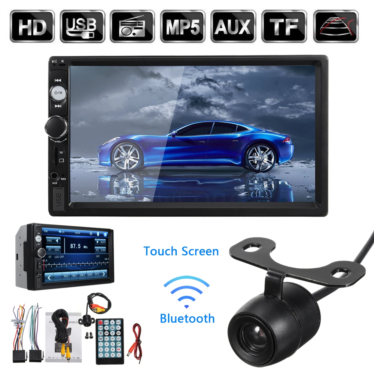 

Universal 2 din Car Multimedia Player Auto Radio 2din Stereo Video MP5 Player 7" Touchs Screen Rear Camera and Remote Control