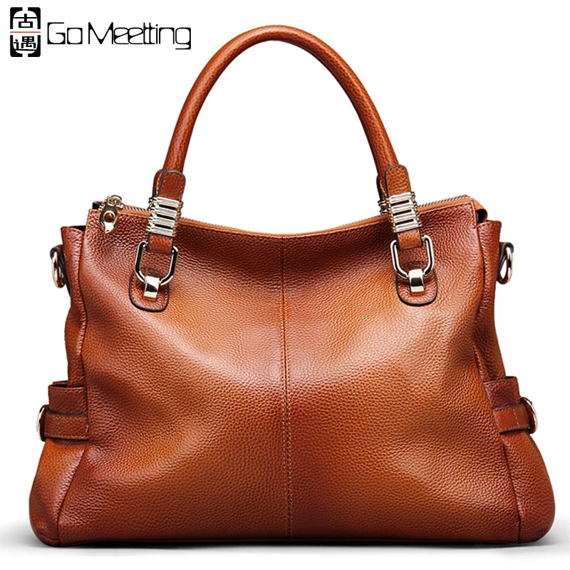 Go Meetting Brand Genuine Leather Women's Handbags High Quality Cowhide Women Shoulder Bags Vintage CrossBody Messenger Bag WS59