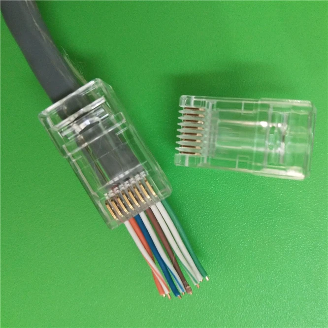 50 шт. RJ45 разъем CAT6 RJ 45 ethernet Кабельный разъем utp 8P8C сетевой 8pin неэкранированный через отверстие модульные терминалы золотое покрытие