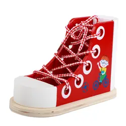 Фирменная Новинка Multi функция для детей для раннего развития деревянный обувь кружево связывания игрушечные лошадки держатель телефона