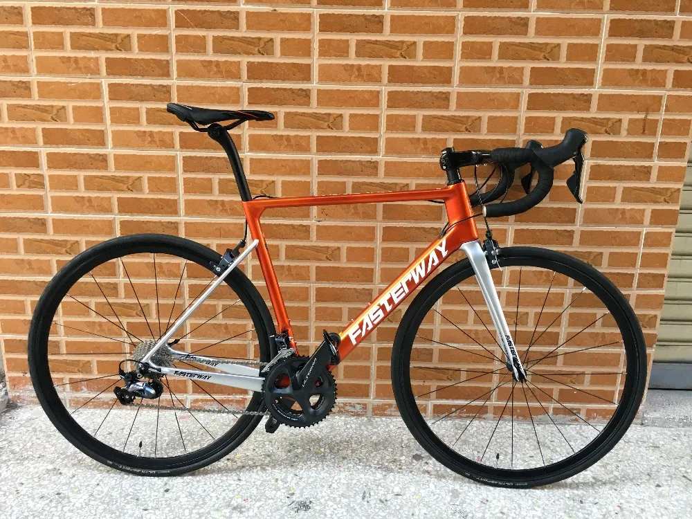 Тайваньский бренд FASTERWAY burnt orange с серебристым Карбоновым велосипедом 22 speed R8000 Groupset велосипед D тормоз 49/52/54/56/58