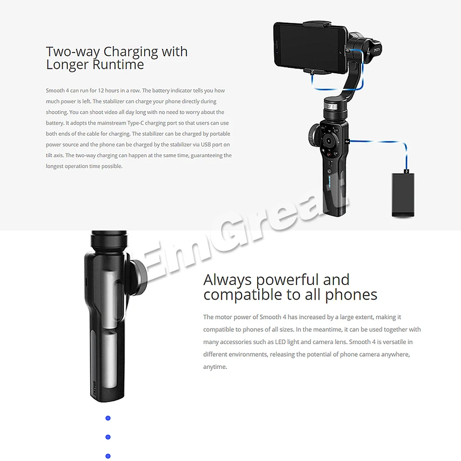 Zhiyun Smooth 4 3-осевой портативный монопод с шарнирным замком Портативный стабилизатор для iPhone X, 8 Plus, 8, 7 Plus, 7, 6S S9 S8 S7 экшн Камера для вертикальной съемки
