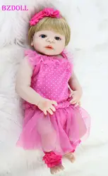 55 см полный силикона Reborn Baby Doll игрушки, реалистичные винил новорожденный принцессы для маленьких девочек дети, как живой Bebe Bonecas ребенок