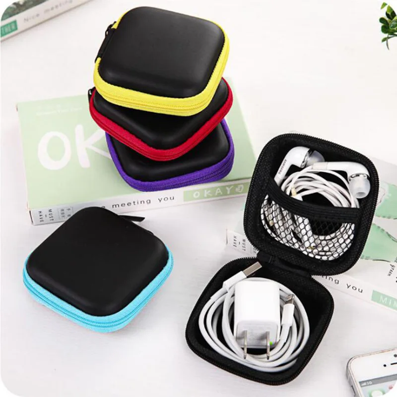 

Square Digital Storage Bag Mobile Phone Data Cable Charger Fingertips Package Cable Portable Mini Zipper Lock Bag Organizer Case