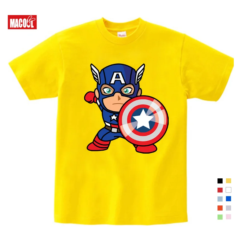 Fashion Captain America Distressed Shield Logo Cotton T-Shirts Boy Girls Printing T-shirt 3T-9T Gifts for Children's Birthday Fashion Captain America Distressed Shield Logo Cotton T-Shirts Boy Girls Printing T-shirt 3T-9T Gifts for Children's Birthday