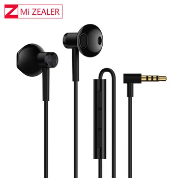 100% Original Xiaomi Dual Driver Half-In-Ear Earphone Dynamic piezoCeramic Hybrid DC MEM Mic Tenacity Wire Control L-Shape Plug