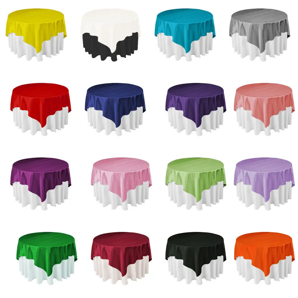 Sale 20PCS 175CM X 175CM Square Satin Overlay Satin Tablecloth Cover for Wedding Party Restaurant Banquet Decor 5