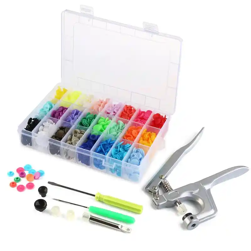 Accesorios en Organizador para Manualidades 360 Juegos de Botones Alicates con 360 Botones de presi/ón T5 en 24 Colores LEANKING sin Costuras Botones de presi/ón T5 con Pinzas y bot/ón de presi/ón