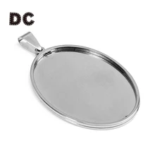 Светильник постоянного тока 5 шт. из нержавеющей стали пустой подвесной поднос овальное основание 18x25 мм/30x40 мм стекло кабошон основы установка для DIY ювелирных изделий