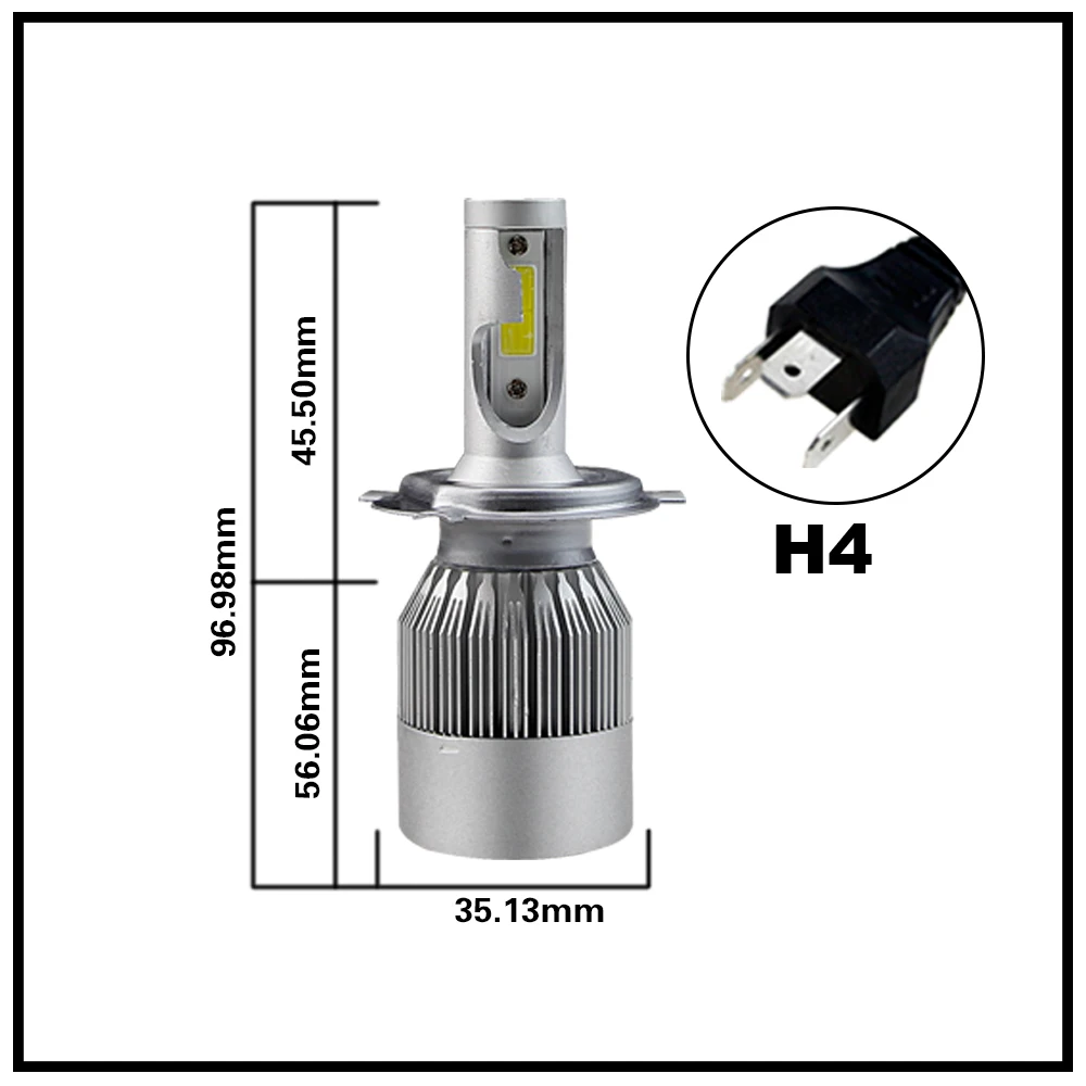 2 шт. супер яркий H7 H4 LED H11 H1 H8 H11 лампы 72 Вт Фары для автомобиля авто Светодиодная лампа с вентилятором автомобильные светодиодные 6000 К Белый 12 В автомобильной AJ