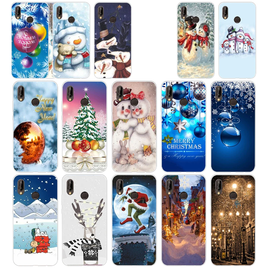 

49AQ A New Year Christmas Soft Silicone Tpu Cover Case for huawei p 20 lite pro y6 2017 mate 10 lite