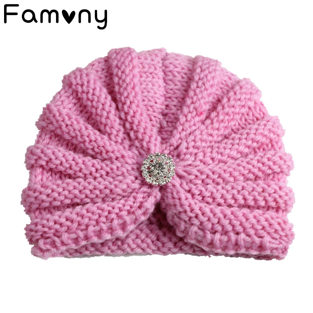 

Solid Knitted Cotton Baby Hats For Newborn Baby Children Fashion Cute Autumn Winter Warm Earmuffs Colorful Crown Caps Skullies